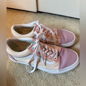 Vans Women's Pink and Cream Sneakers